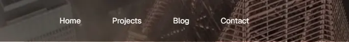 A screenshot of the navigation bar of the home page, with a semi transparent dark background